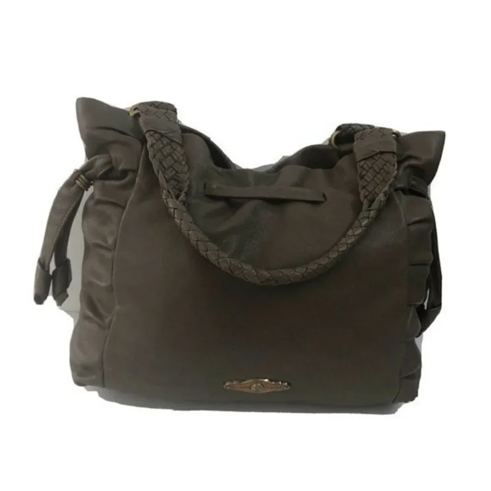 Elliot Lucca Handbag Leather Taupe Shoulderbag Tote Satchel